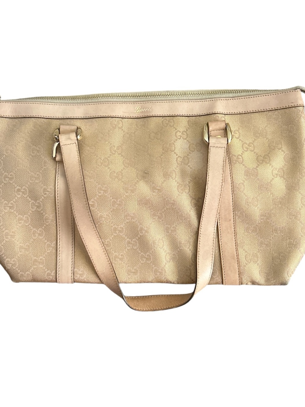 Gucci Metallic Rose Gold GG Monogram Abbey D-Ring Tote Bag